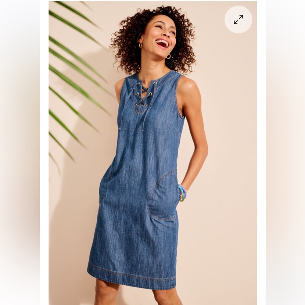 Talbots Denim Lace Up Shift Dress